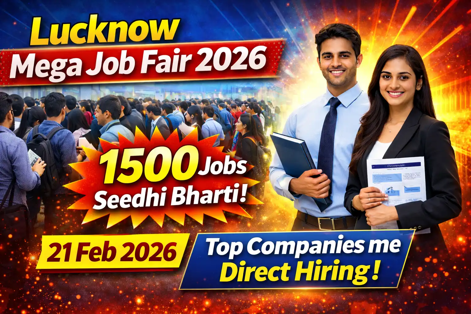 Lucknow Rojgar Mela 2026: 1500 पदों पर भर्ती, ग्रेजुएट युवाओं के लिए सुनहरा अवसर