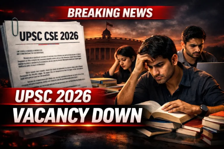 UPSC CSE 2026 Vacancy decline breaking news thumbnail