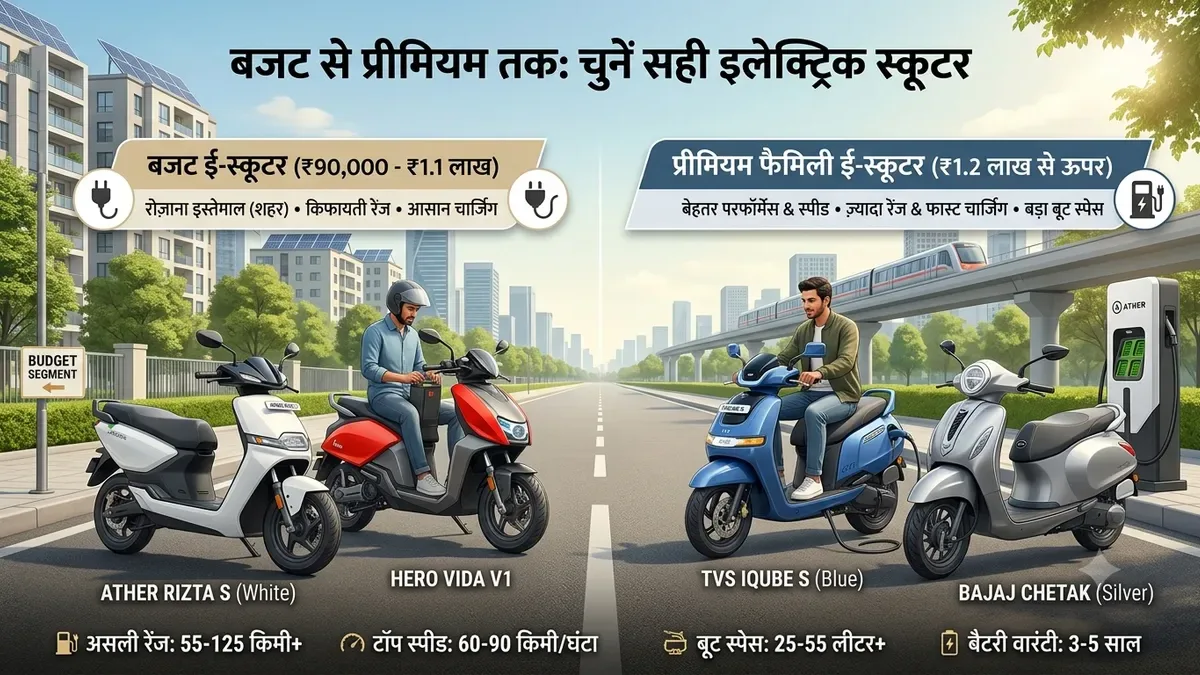 Best electric scooters in India 2026 including TVS Orbiter, Bajaj Chetak, Hero Vida VX2, Ampere Magnus, Ather Rizta, TVS iQube and River Indie with budget and premium comparison